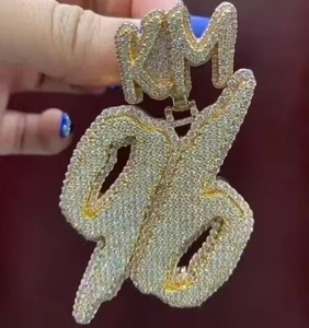 สร้อยคอจี้ตัวอักษรพรีเมียม ชุบทอง 14K ประดับคริสตัลไรน์สโตนแบบไมโครอินเซ็ต สไตล์ฮิปฮอป ของขวัญสำหรับทุกเพศ - Product Image 2