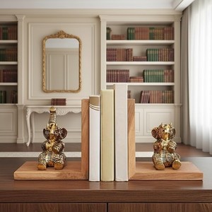 Porte-livres rectangulaires en aluminium doré en forme d'éléphant, faits à la main, décoratifs, pour bougies, décoration intérieure pour mariage, anniversaire, Noël - Product Image 2