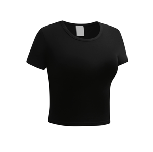 เสื้อครอปท็อปผู้หญิงทรงเข้ารูปแฟชั่นปี 2026 แห้งเร็ว สีตามสั่ง ระบายอากาศได้ดี แขนครึ่งตัว ผ้าฝ้าย 100% - Product Image 1