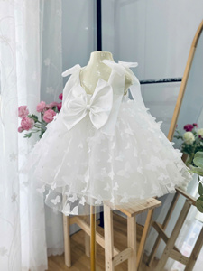 ชุดแมกซี่เดรสลำลองสำหรับเด็กผู้หญิง1-10ปี, เดรส3D แขนกุดผ้าคอตตอนตาข่าย - Product Image 3