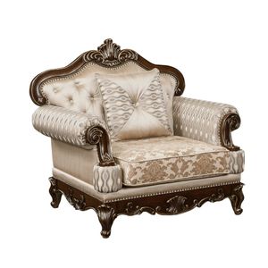 Sedia da Soggiorno di Lusso Tradizionale in Legno Massello con Finitura in Ciliegio e Dettagli Dorati, Arredamento Elegante e Formale - Product Image 3