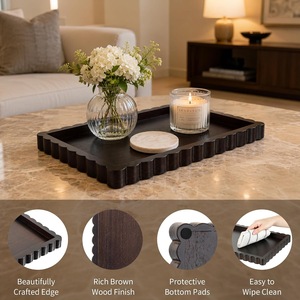 Bandeja de Servir de Madera de Nogal Oscuro de Lujo con Acabado Refinado y Diseño de Frutas para Diwali, Bodas, Hoteles Boutique, Comedor Elegante en Casa - Product Image 3
