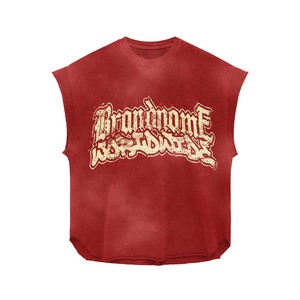 100% cotton T-shirt <b>for</b> <b>men</b> loose fit printed <b>Mens</b> Sleeveless T Shirt Heavy Cotton Vintage Wash Rhinestone <b>Stud</b> Print Custom - Product Image 5