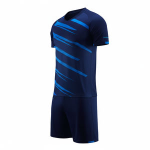 Camiseta de Fútbol de Manga Corta Azul Marino para Hombre, Cuello Redondo, Absorbe la Humedad, Ropa Deportiva de Poliéster, Diseño a Rayas, para Todas las Temporadas - Product Image 2