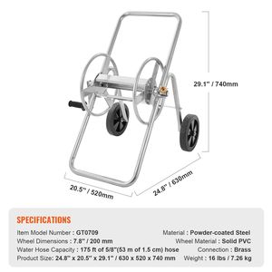 Carrello Avvolgitubo da Giardino Portatile Retrattile con Capacità 175/230 ft, Robusto Cesto Portaoggetti a Rete e Due Ruote - Product Image 5
