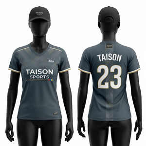 เสื้อสนุกเกอร์ผู้หญิง พรีเมียม 180 GSM โพลีเอสเตอร์ผสมสแปนเด็กซ์ สีเทาเข้ม ลายเรขาคณิต ระบายอากาศได้ดี แห้งเร็ว พิมพ์ลายแบบซับลิเมชั่นตามสั่ง - Product Image 1