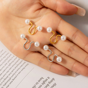 Boucles d'oreilles clips en perles en gros, non percées, en acier inoxydable, avec emballage personnalisé - Product Image 5