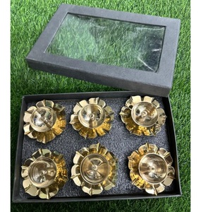 Brass Iron Made Multicolour Lotus Diya with Display Box Packing Set Of 6 Pcs - Product Image 4
