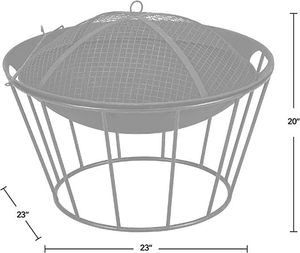 Brasero rustique en fer avec écran anti-étincelles pour jardin, utilisation extérieure, autoportant, à bois - Product Image 4
