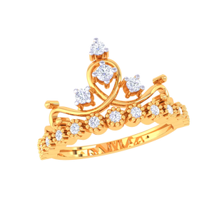 Anillo de Piedras Preciosas Doradas de la Serie Crown para Mujer - Diseño de Princesa con Personalidad - Product Image 1