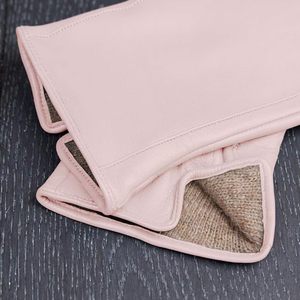 ถุงมือแฟชั่นบุผ้าแคชเมียร์หนังคลาสสิกสำหรับผู้หญิง - Product Image 3