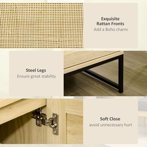 Handmade <b>Sideboard</b> Buffet Cabinet Adjustable Shelf Rattan Doors Metal Base for Living Room Bedroom Kitchen Villa Application - Product Image 6