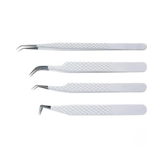 Juego de Pinzas para Pestañas de Acero Inoxidable con Punta de Fibra, Pinzas Profesionales de Alta Calidad Hechas a Mano con Banda de Algodón Negra - Product Image 3