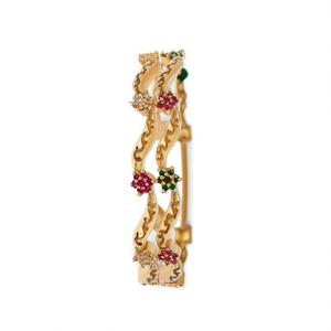18K Gold Plated <b>Copper</b> <b>Bangles</b> with Matte Gold Finish and Ruby Accents - Product Image 2