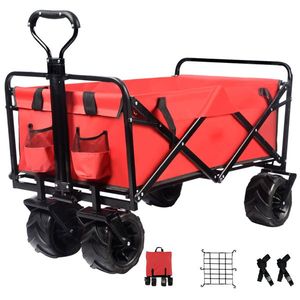 Carrello da Spiaggia Pieghevole in Acciaio Resistente, Carrello Multiuso per Campeggio e Giardino con Ruote Universali Regolabili - Product Image 1