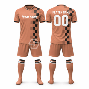 Maillot de football personnalisé en sublimation, col en V, manches courtes, rose à carreaux, unisexe, anti-transpiration, toutes saisons - Product Image 3