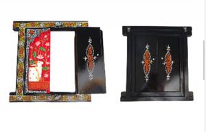 Panneau de volet de fenêtre décoratif en bois peint à la main, style bohème, pour mariage et Diwali, avec motifs floraux ethniques, décoration murale pour la maison - Product Image 6