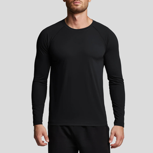 <b>Athletic</b> Men's Quick Dry High Stretch Training Muscle Fit Long Sleeve Workout T-Shirt Raglan Sleeve Gym Wear Sport Top - Product Image 3