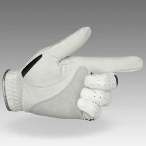 Golf Glove Genuine Leather Left Hand Non-Slip <b>Hook</b> And Loop Closure Unisex Sports Use White And Black Options made In Pakistan - Product Image 3