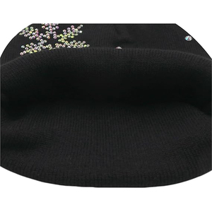 OEM Black Studded Beanie Hat Rib Knit Winter Warm <b>Cap</b> Women <b>Men</b> Soft Stretch Custom Logo Streetwear Skull Hat - Product Image 5
