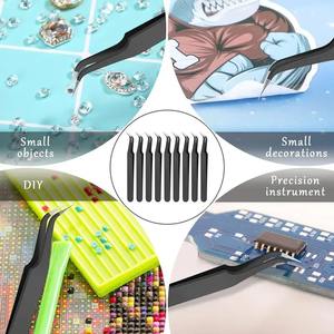 Pinzas para extensión de pestañas con punta curva, pinzas de acero inoxidable con punta curva, pinzas con punta puntiaguda y cubierta protectora, 1/9 Uds. - Product Image 6