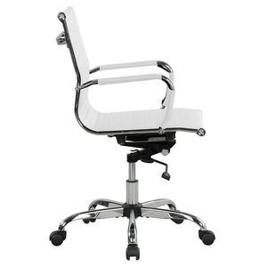 Sedia da Ufficio Ergonomica in Pelle PU con Schienale Scanalato, Altezza Regolabile, Bianca, per Adolescenti e Adulti - Product Image 4