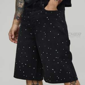 Shorts en denim léger extensible (Spandex/Polyester) style streetwear décontracté Y2K respirant avec broderie pour l'été - Product Image 3