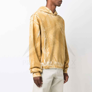 Sudadera con Capucha de Terciopelo Dorado para Hombre, Manga Larga, Color Sólido, Estilo Pullover, para Otoño - Product Image 2