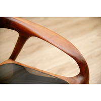 Fauteuil d'appoint moderne en bois de noyer, revêtement en cuir de qualité supérieure, accoudoirs en bois massif pour salon, PISANO