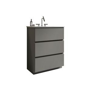 Mobile bagno moderno TIA da 24 pollici grigio con lavabo, 3 fori per rubinetteria, ampio spazio contenitivo, mobiletto da terra singolo - Product Image 3