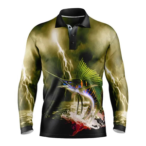 เสื้อโปโลตกปลาแขนยาวสำหรับผู้ชาย ออกแบบตามสั่ง OEM เนื้อผ้าสแปนเด็กซ์โพลีเอสเตอร์ ระบายอากาศได้ดี พร้อมคุณสมบัติกันน้ำ - Product Image 5