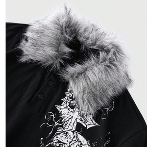 Custom <b>Skull</b> Graphic Oversized Polo Shirt Men Gothic Streetwear Short Sleeve Casual Summer Unisex OEM Wholesale <b>Top</b> - Product Image 3