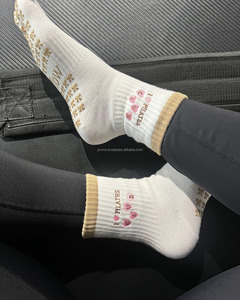 JZVINA Women Fashion Printed Crew Socks Anti <b>Slip</b> Pilates Yoga Socks Soft Breathable Knit Socks For Daily Fitness - Product Image 5