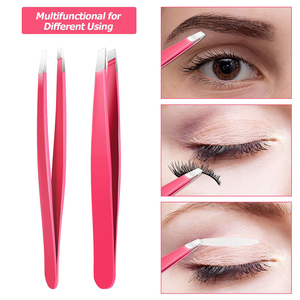 Ensemble de pinces à épiler pour sourcils de qualité supérieure, à pointe inclinée, avec revêtement en poudre rose, pour l'épilation du visage - Product Image 3