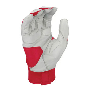 Full Finger Baseball Gloves Leather <b>Red</b> White Hook And Loop Closure Non Slip All Seasons Adult Right Handed Baseball Gloves - Product Image 3