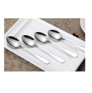 Cuchara de acero inoxidable para alimentos, 6 piezas, brillante, pulida, con logo personalizado, juego de cubiertos de acero inoxidable, utensilio para comer postre y cena - Product Image 4