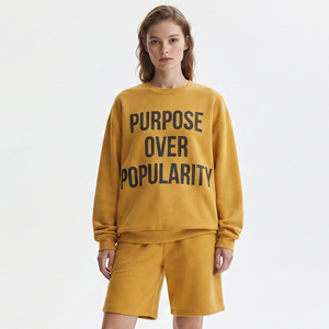 <b>Women</b> Fleece Printed <b>Shorts</b> Set Crew Neck <b>Long</b> Sleeve Loose Fit Yellow Winter Sweat <b>Shorts</b> Set <b>Women's</b> - Product Image 6