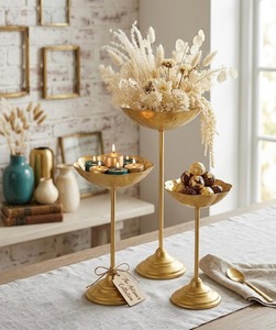 Cuenco decorativo para velas, cuenco con pedestal, decoración para Diwali con diyas y velas de té, y decoración para balcones exteriores de la India. - Product Image 5