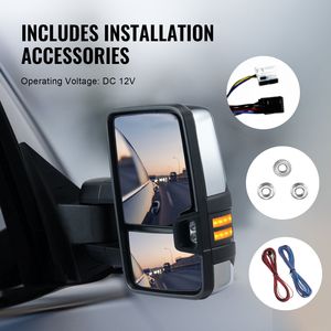 2008-2014 di Chevy Ado GMC Sierra specchietti da traino potenza riscaldata a LED con luce di segnalazione a freccia specchietto laterale coppia di controllo manuale - Product Image 6