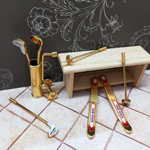 Maison de poupée Miniature 1:12 salle de jeu dorée brillante - Product Image 4