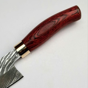 Couteau de chef en acier damas forgé à la main, personnalisé, avec manche en bois, design ambidextre, étui en cuir - Product Image 5