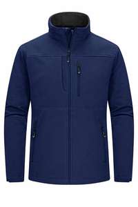 Men's Sporty Winter <b>Hooded</b> <b>Soft</b> <b>Shell</b> Windbreaker <b>Jacket</b> OEM Waterproof Breathable Front Logo Polyester/Nylon - Product Image 3
