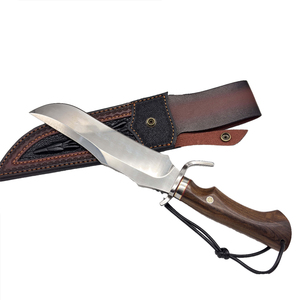 Couteau à pointe clip en acier inoxydable avec manche en bois, couteau de chasse multifonctionnel en acier inoxydable J2 avec étui en cuir - Product Image 3