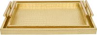 Plateaux ronds en cuir de luxe, plateaux en cuir de crocodile