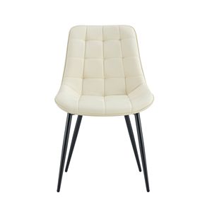 Sedia da Pranzo Moderna in Tessuto Bianco Crema con Elegante Motivo a Griglia, Stile Chic per il Tuo Spazio Pranzo - Product Image 2