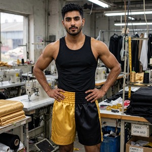 Shorts de boxe et de Muay Thai personnalisés 100% polyester satiné, taille élastique, respirants, séchage rapide, protection, imprimés par sublimation - Product Image 1