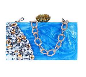 Handmade <b>Casting</b> Resin Clutch Bag Party Wear Premium Epoxy Resin Evening Luxury Transparent Clutch Purse with Chain Fashion - Product Image 6
