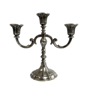 Candélabre élégant à 5 bras en argent plaqué, porte-bougie vintage en métal, centre de table de mariage, décoration festive pour la maison - Product Image 3