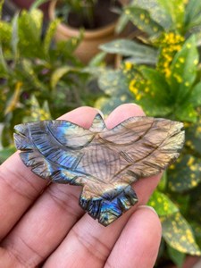 Labradorite Eagle Sculpture | Hand Carved Crystal Bird <b>Statue</b> for Home Decor Feng Shui Healing Stone & Collectors - Product Image 1