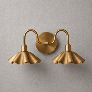 Modern Brass Wall Sconce Double Arm Irregular Shade Indoor Bathroom Lighting Fixture Durable Design - Product Image 3